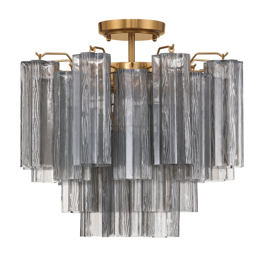 Crystorama Addis 4 Light Aged Brass Semi Flush Mount