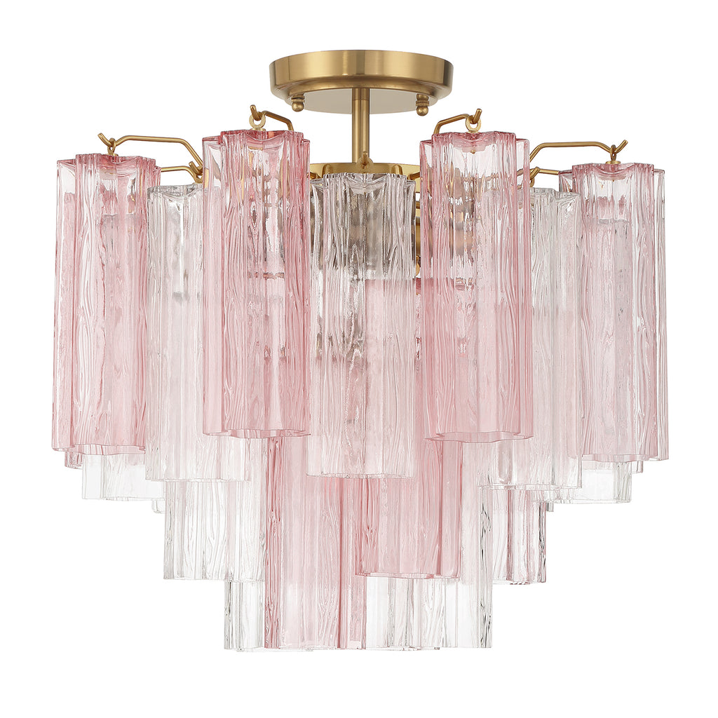 Crystorama Addis 4 Light Aged Brass/Spring Semi Flush Mount
