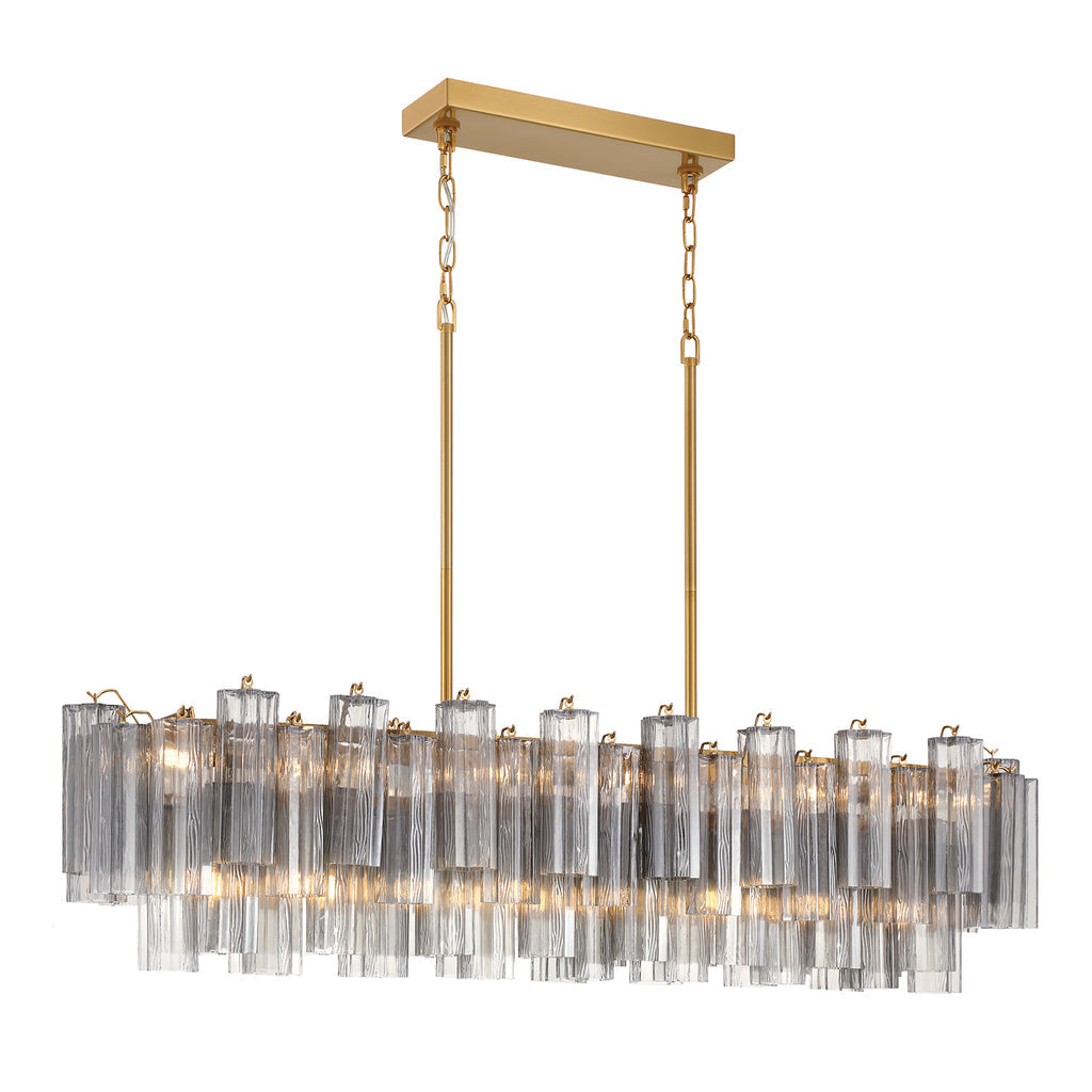 Crystorama Addis 14 Light Aged Brass Linear Chandelier