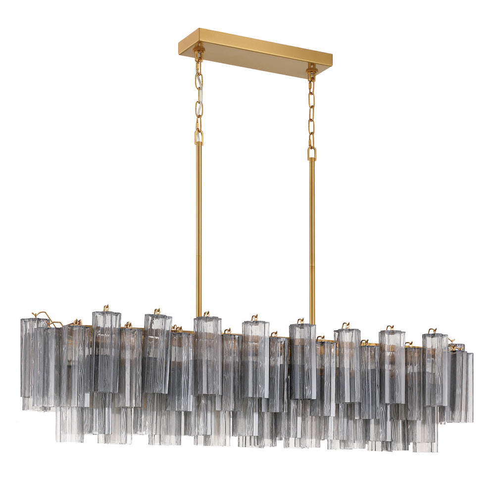 Crystorama Addis 14 Light Aged Brass Linear Chandelier