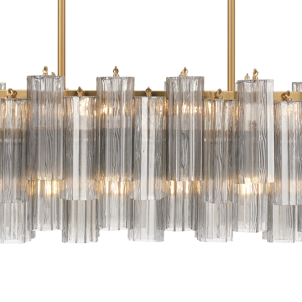 Crystorama Addis 14 Light Aged Brass Linear Chandelier