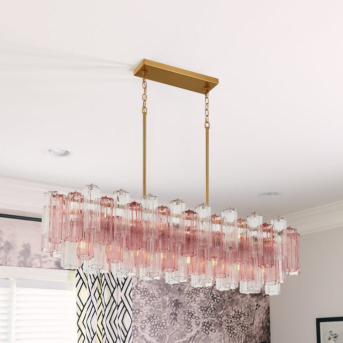 Crystorama Addis 14 Light Aged Brass Linear Chandelier
