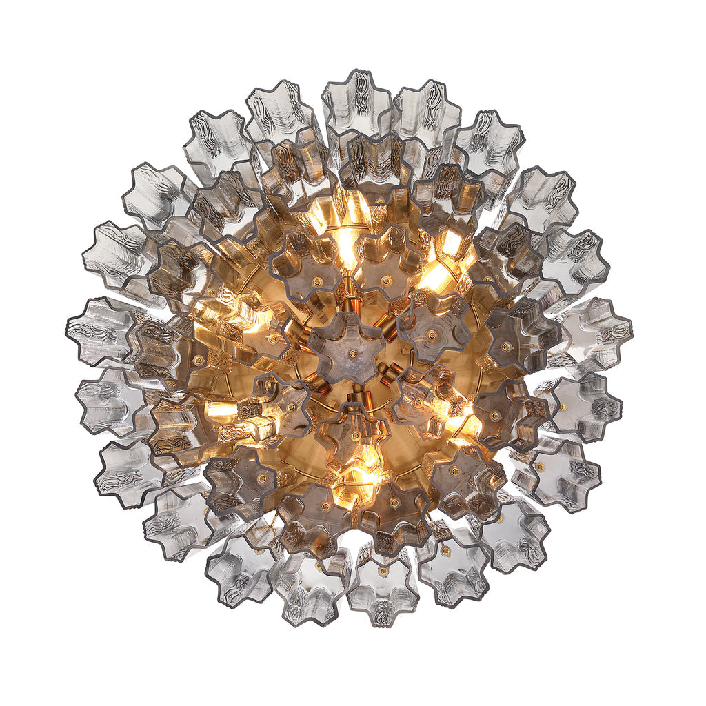 Crystorama Addis 7 Light Aged Brass Flush Mount