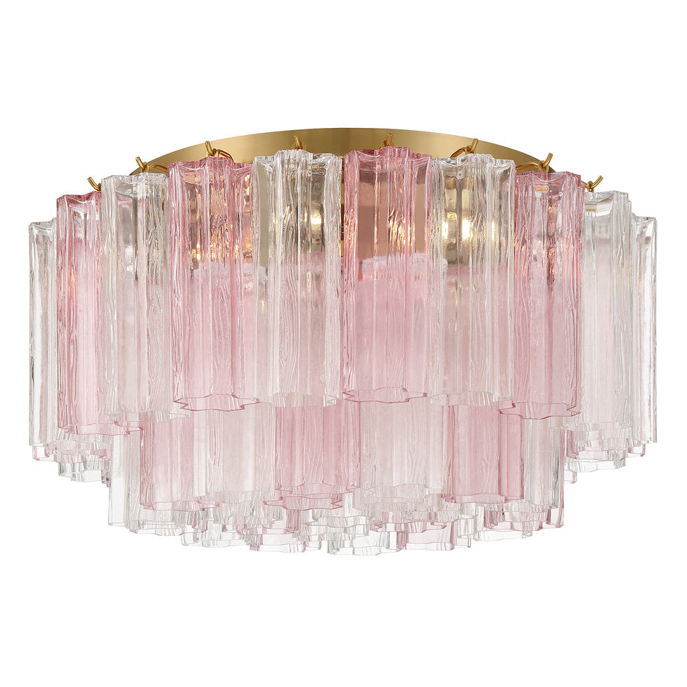 Crystorama Addis 7 Light Aged Brass Flush Mount