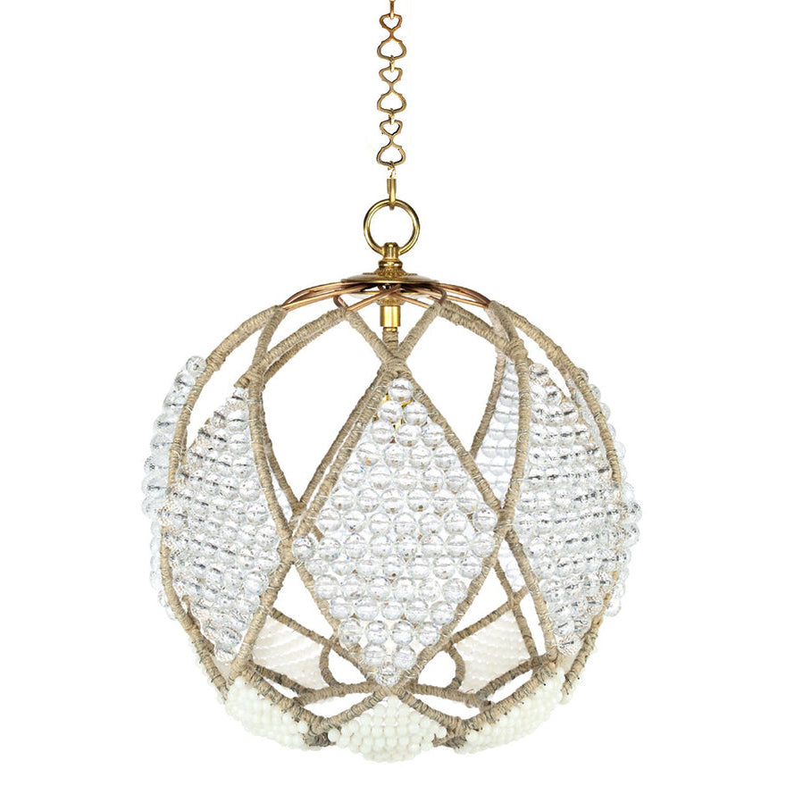 Ro Sham Beaux Adelaide Silver Mirrored Crystal with Milk Beaded Chandelier