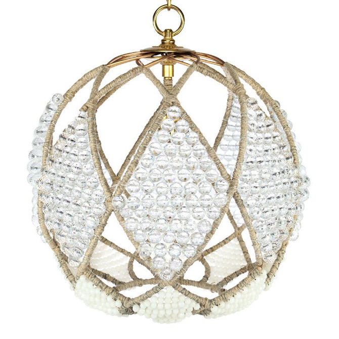 Ro Sham Beaux Adelaide Silver Mirrored Crystal with Milk Beaded Chandelier