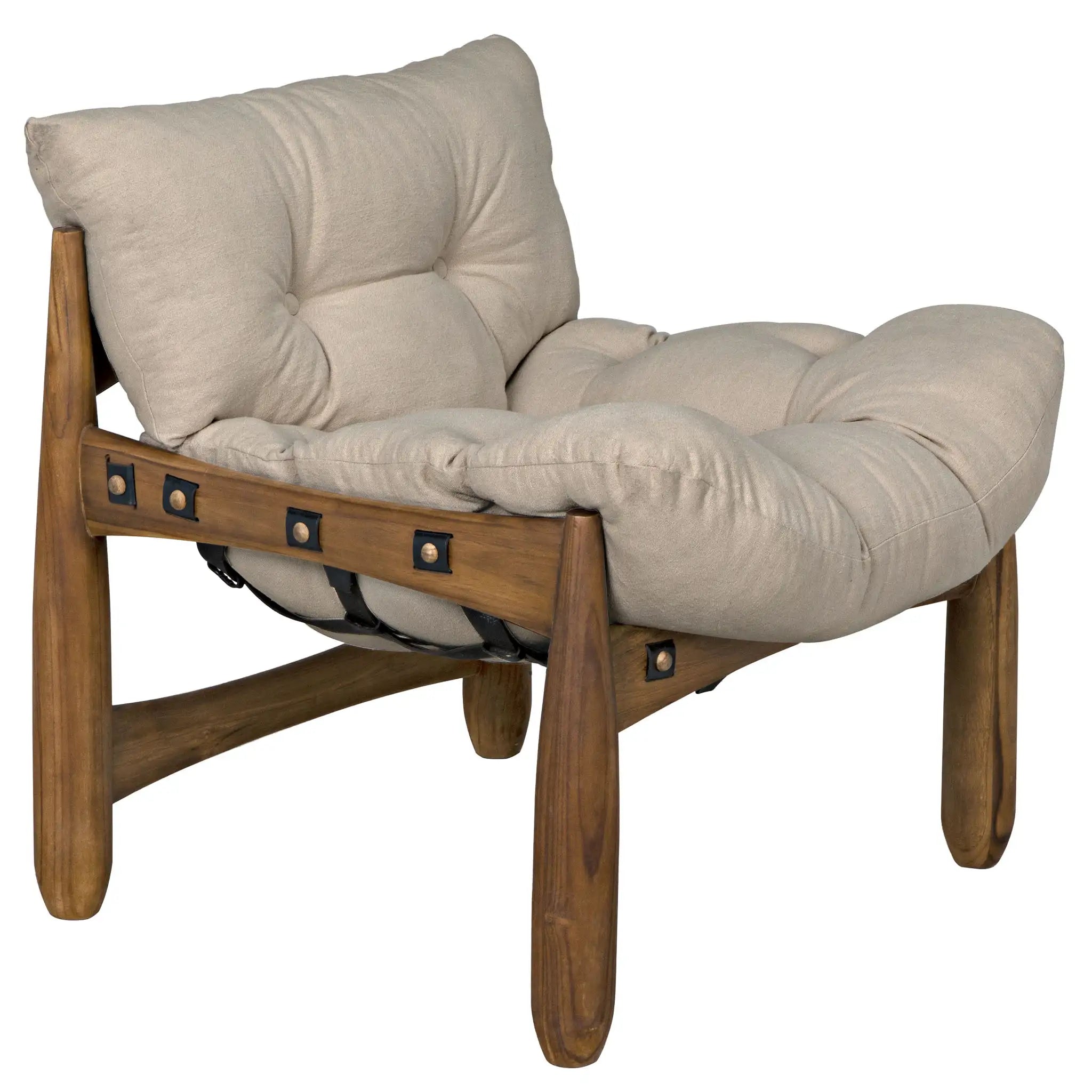 Noir Dante Chair, beige cotton hammock-style cushions
