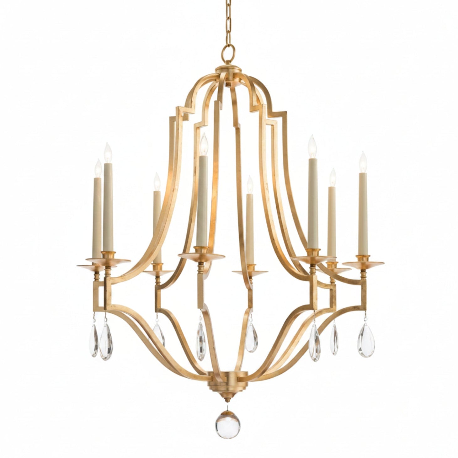 John Richard Gold-leaf and Crystal Chandelier