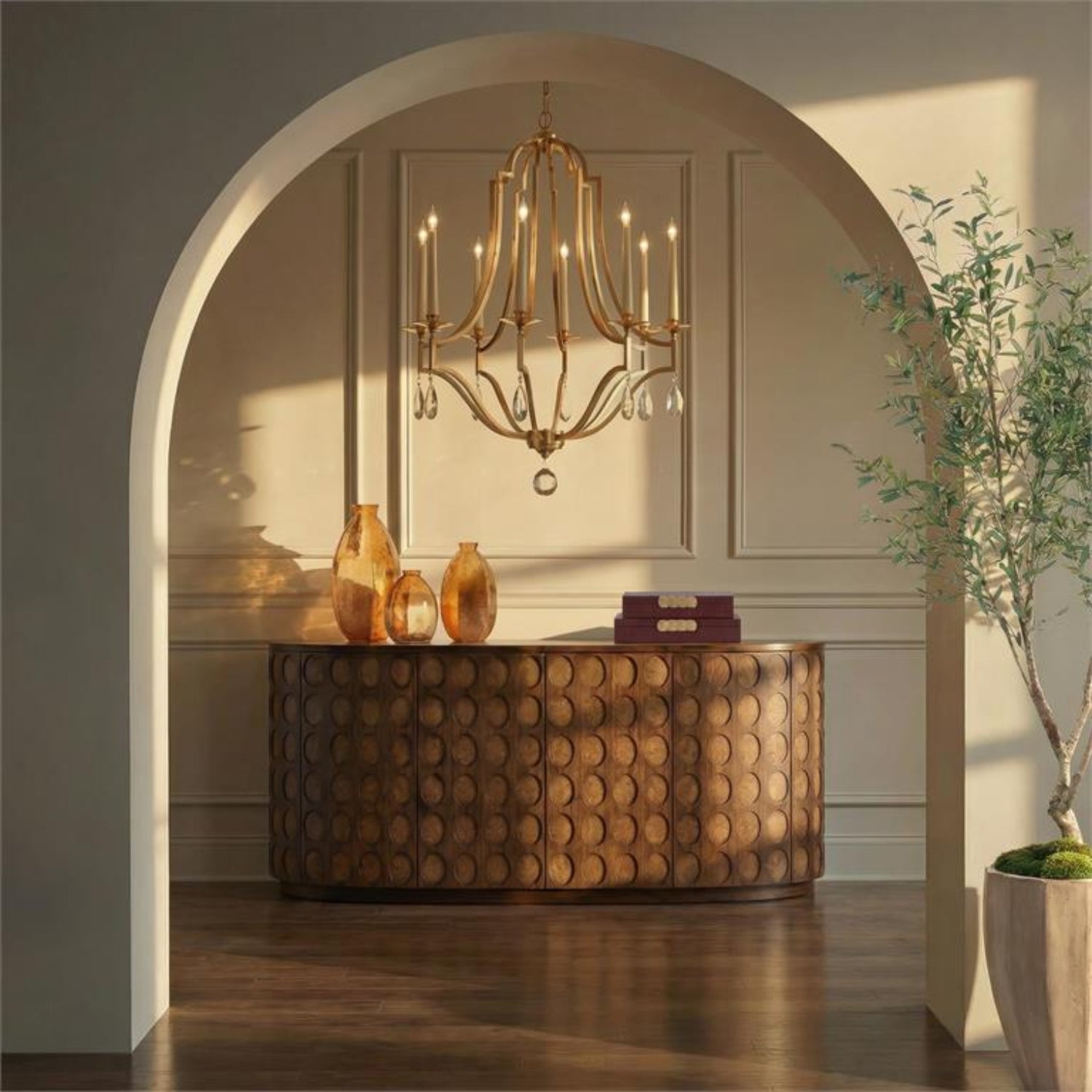 John Richard Gold-leaf and Crystal Chandelier