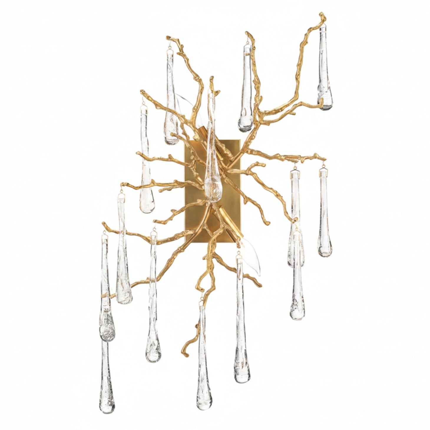 John Richard Brass and Glass Teardrop Two-Light Wall Sconce