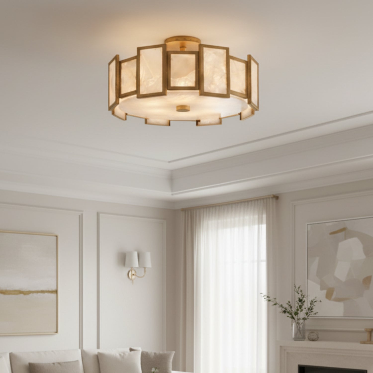 John Richard Calcite Panel Six-Light Semi-Flush