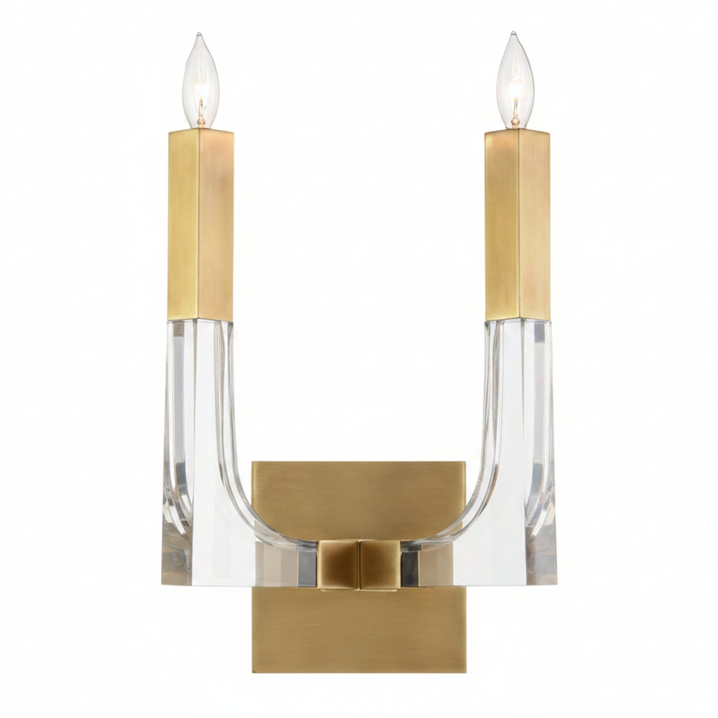 John Richard Acrylic and Brass Two-Light Wall Sconce