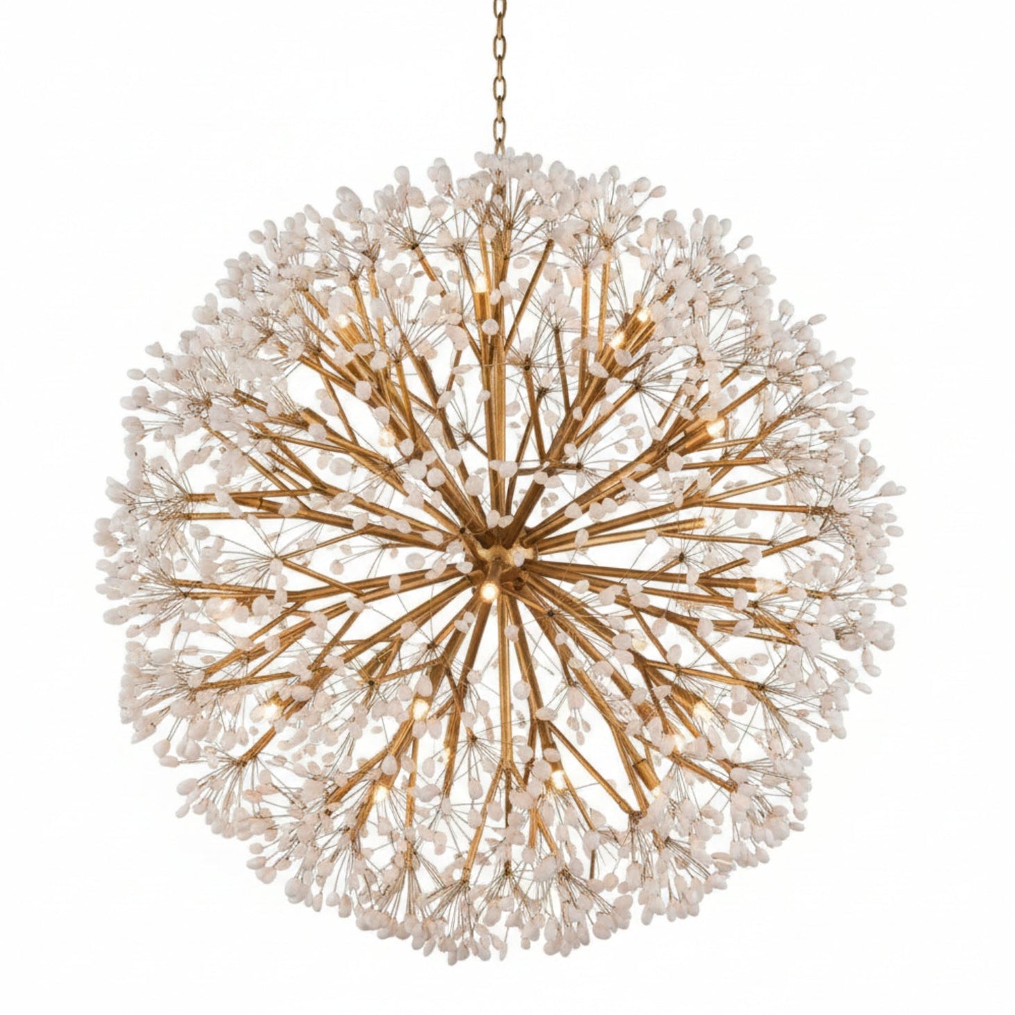 John Richard Spherical Thirty-Light Stone Quartz Chandelier — in Gold Leaf finish