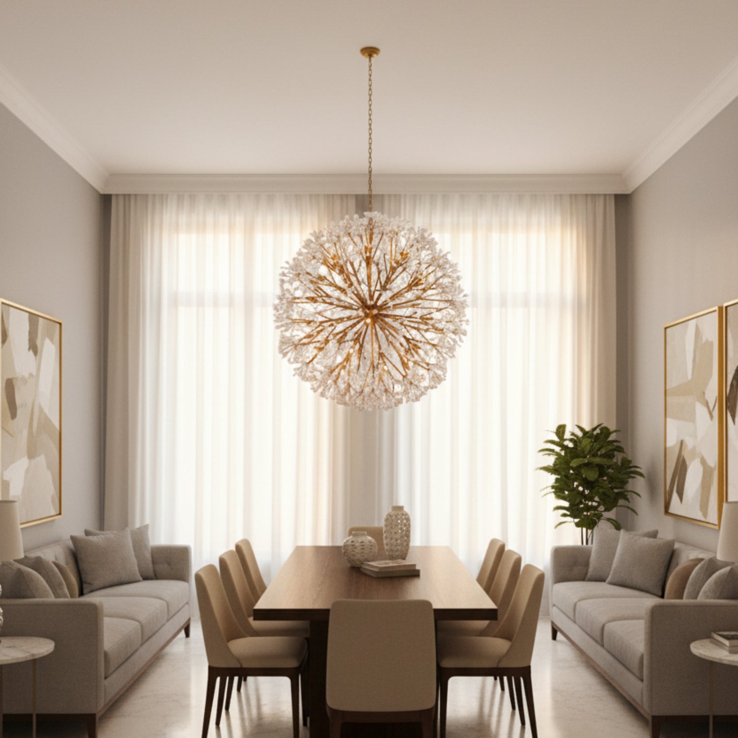 John Richard Spherical Thirty-Light Stone Quartz Chandelier
