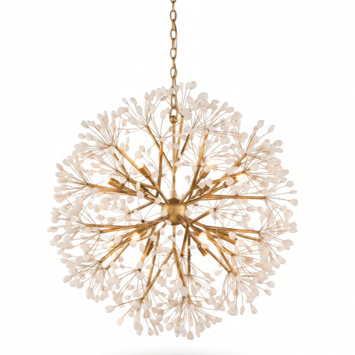 John Richard Spherical Twelve-Light Quartz Chandelier — in Gold Leaf finish