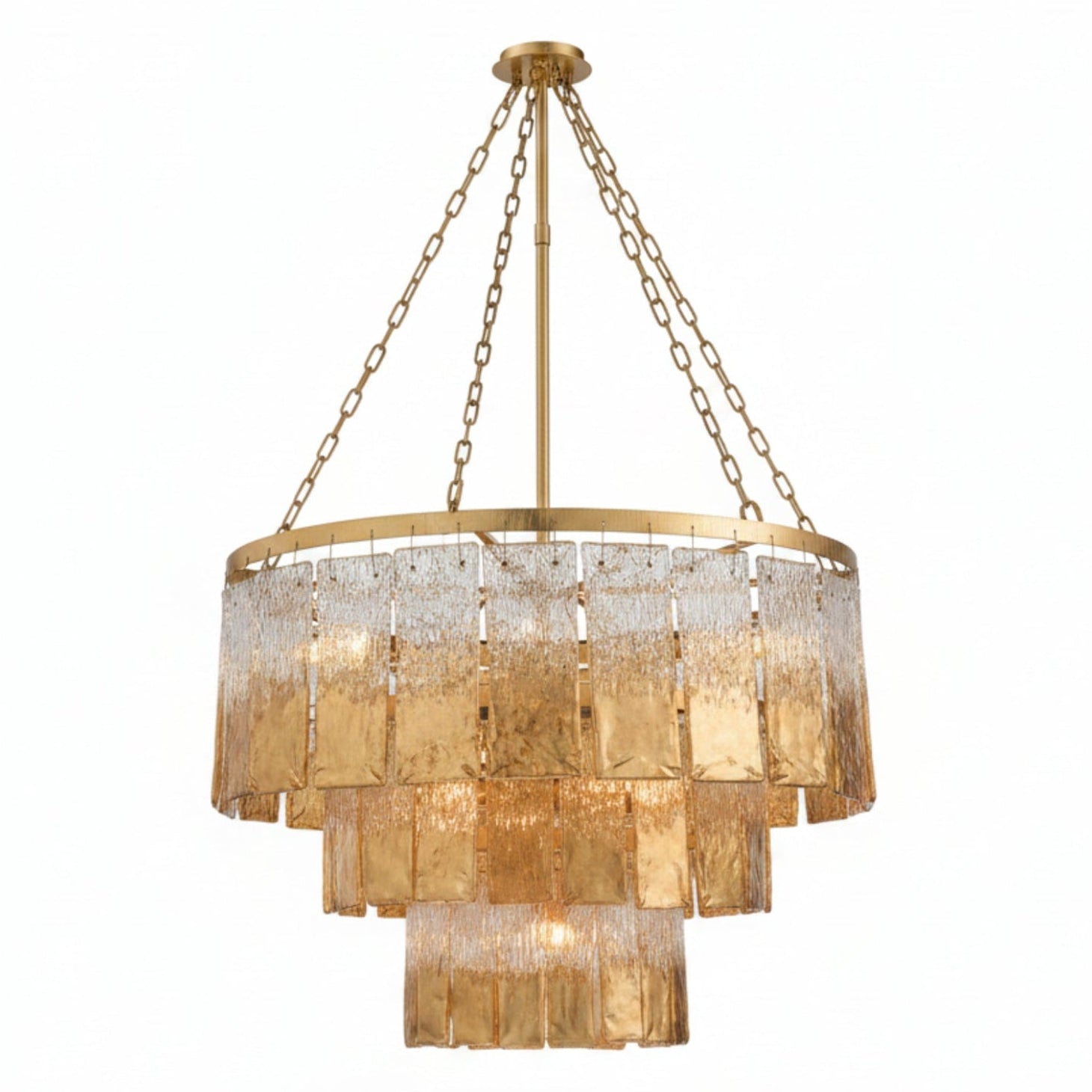 Twilight Gold Sixteen-Light Slumped Glass Chandelier