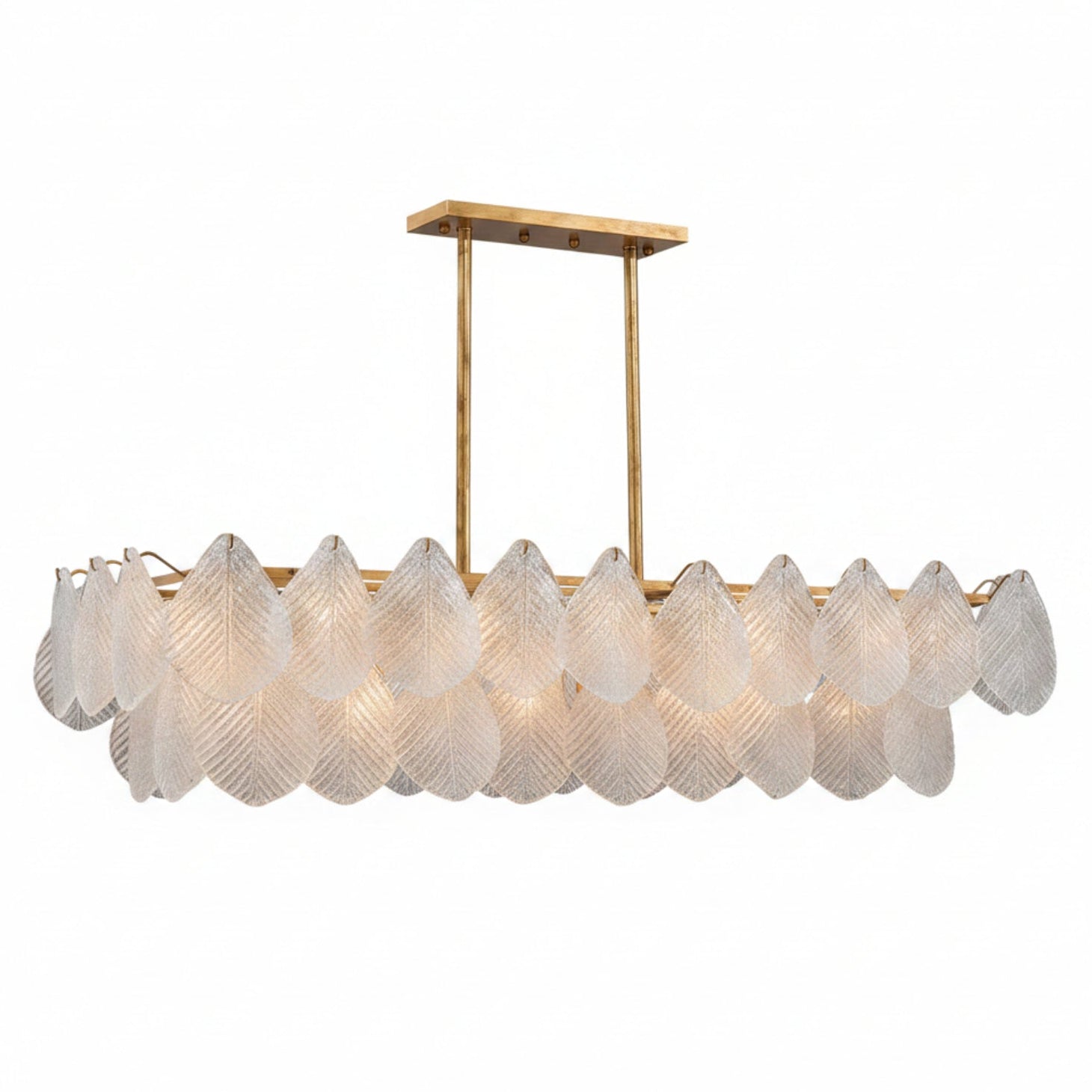 Frosted Glass Petal Horizontal Twenty-Four-Light Chandelier by John Richard