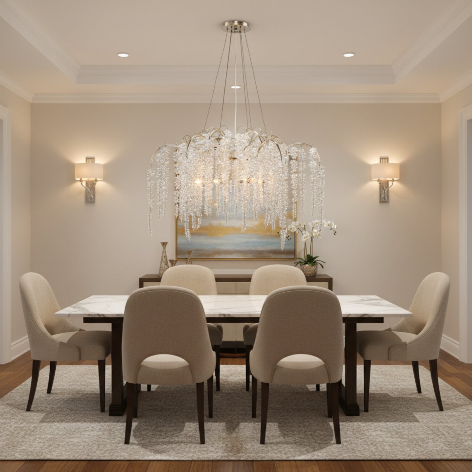 John Richard Cascading Crystal Six-Light Chandelier