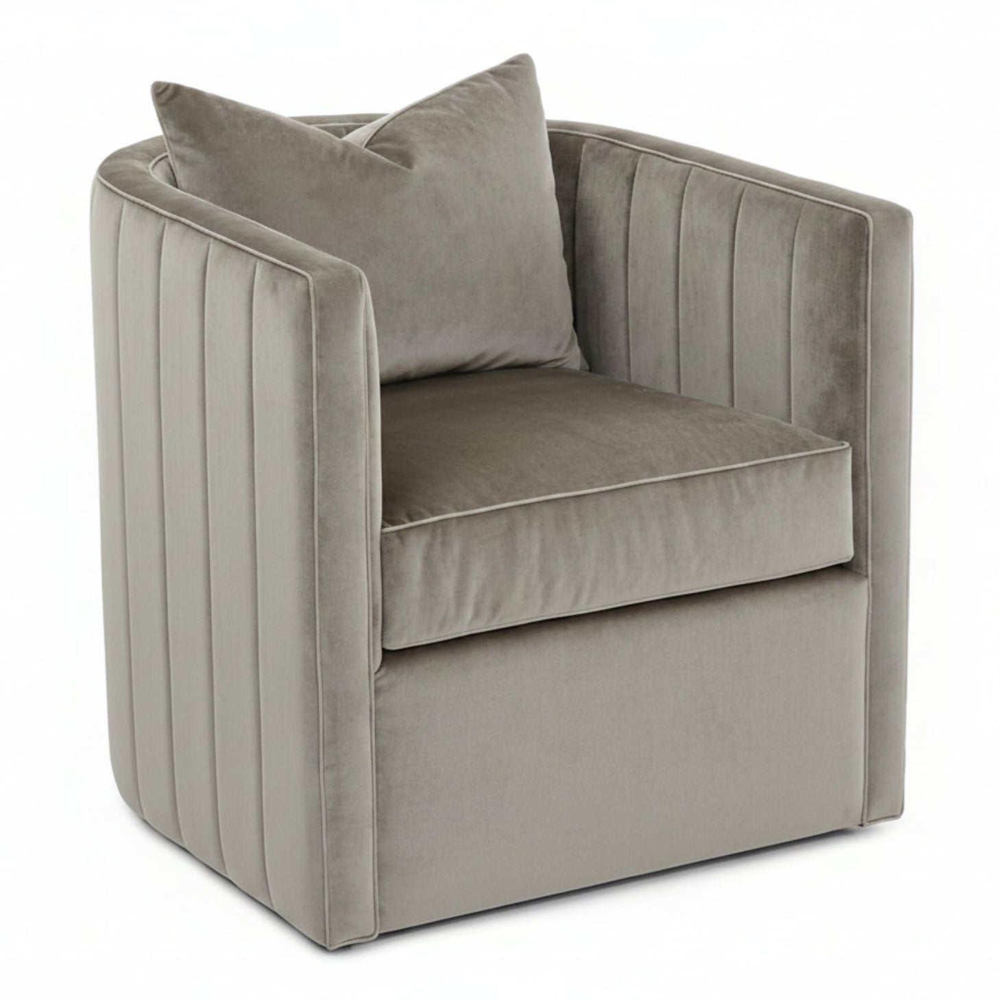 John Richard Giacosa Taupe Velvet Swivel Club Chair