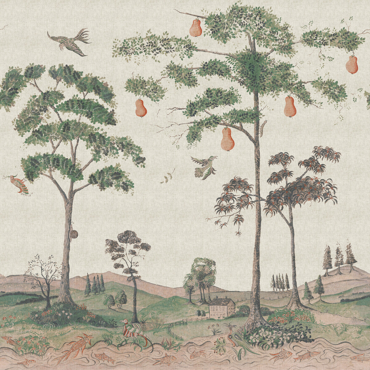 Andrew Martin x Kravet Couture Mythical Land Linen Flax Wallpaper