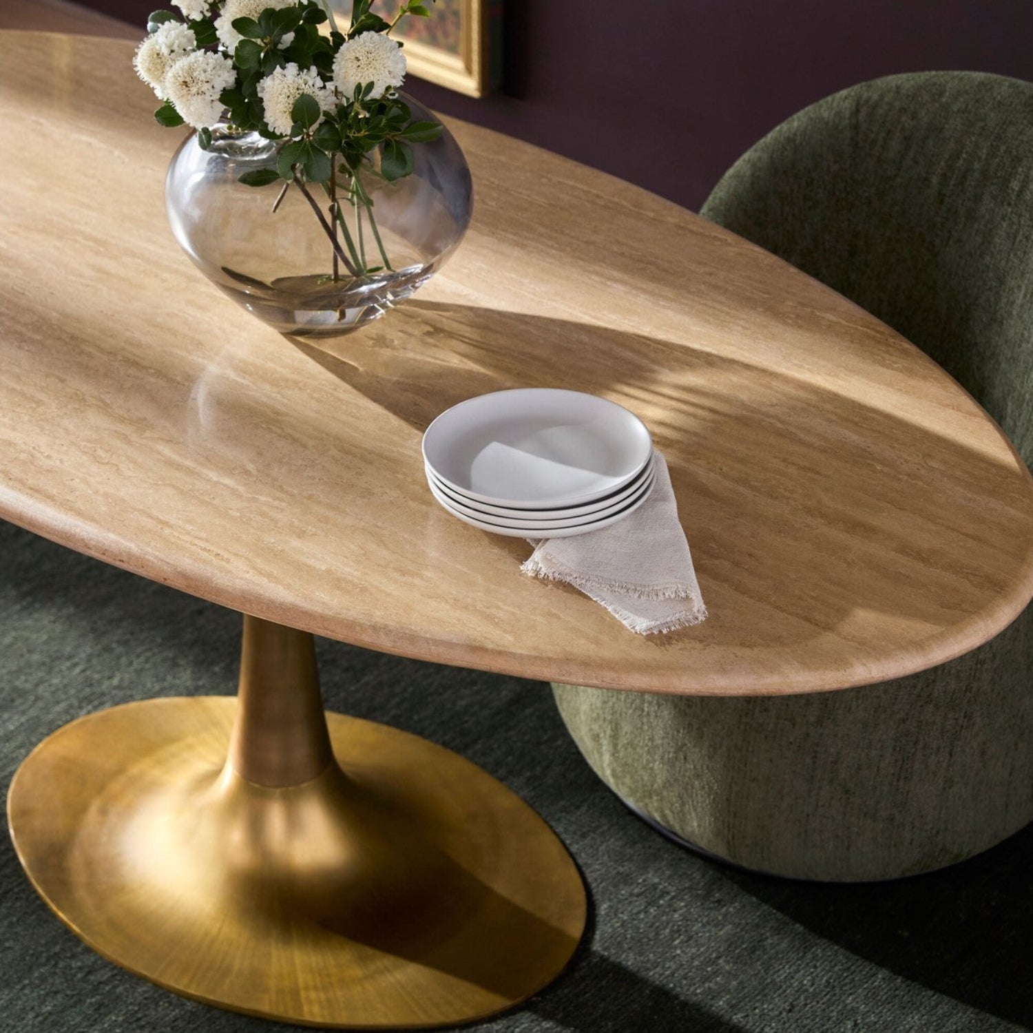 Anatalia Travertine Dining Table