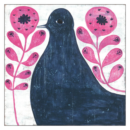Sugarboo & Co Black Bird In Flower Gallery Wrap Art Print