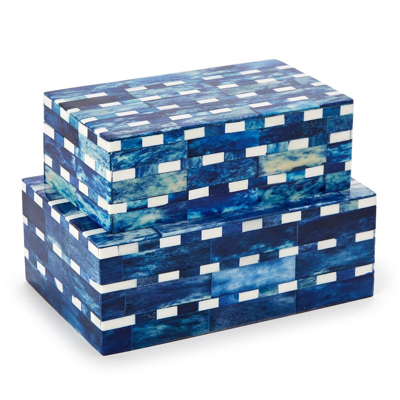 Indigo Tiles Covered Box Set of 2