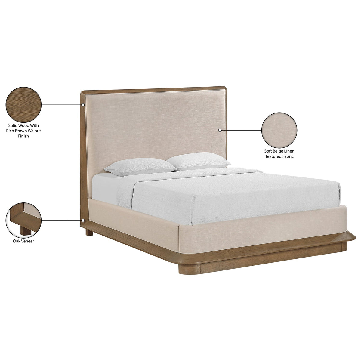 Adagio Brown Fabric Upholstered Bed