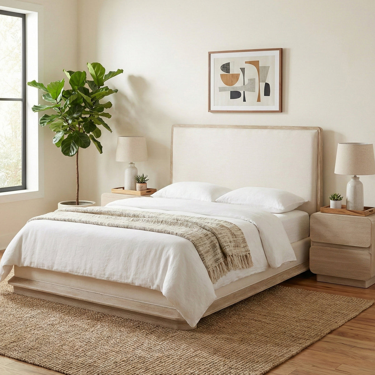 Adagio Natural Fabric Upholstered Bed