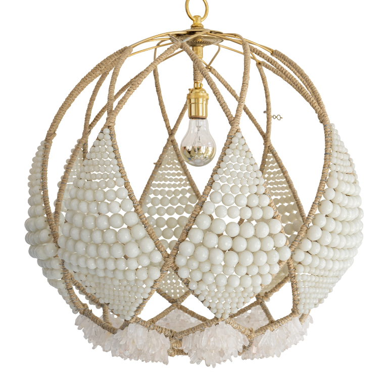 Ro Sham Beaux Adelaide Oyster with Clear Quartz Beaded Chandelier