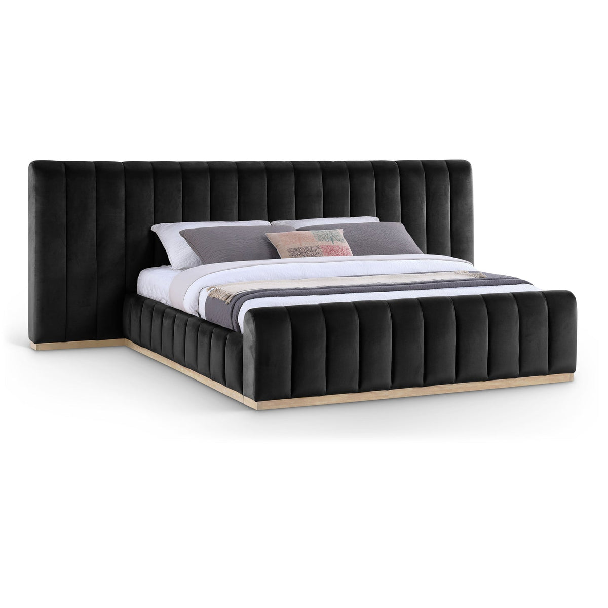 Amara Black Velvet Upholstered Bed