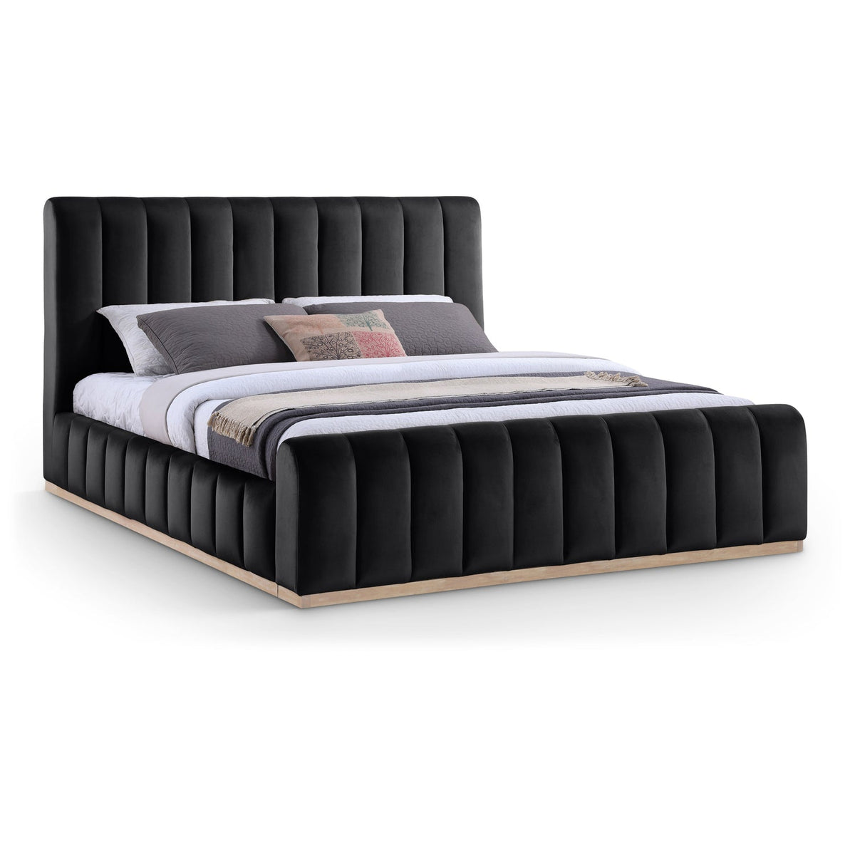 Amara Black Velvet Upholstered Bed