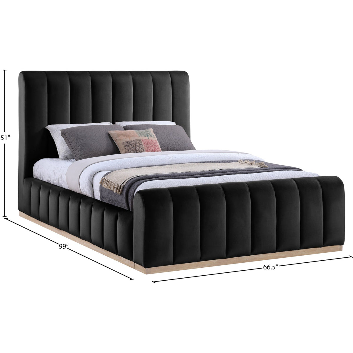 Amara Black Velvet Upholstered Bed