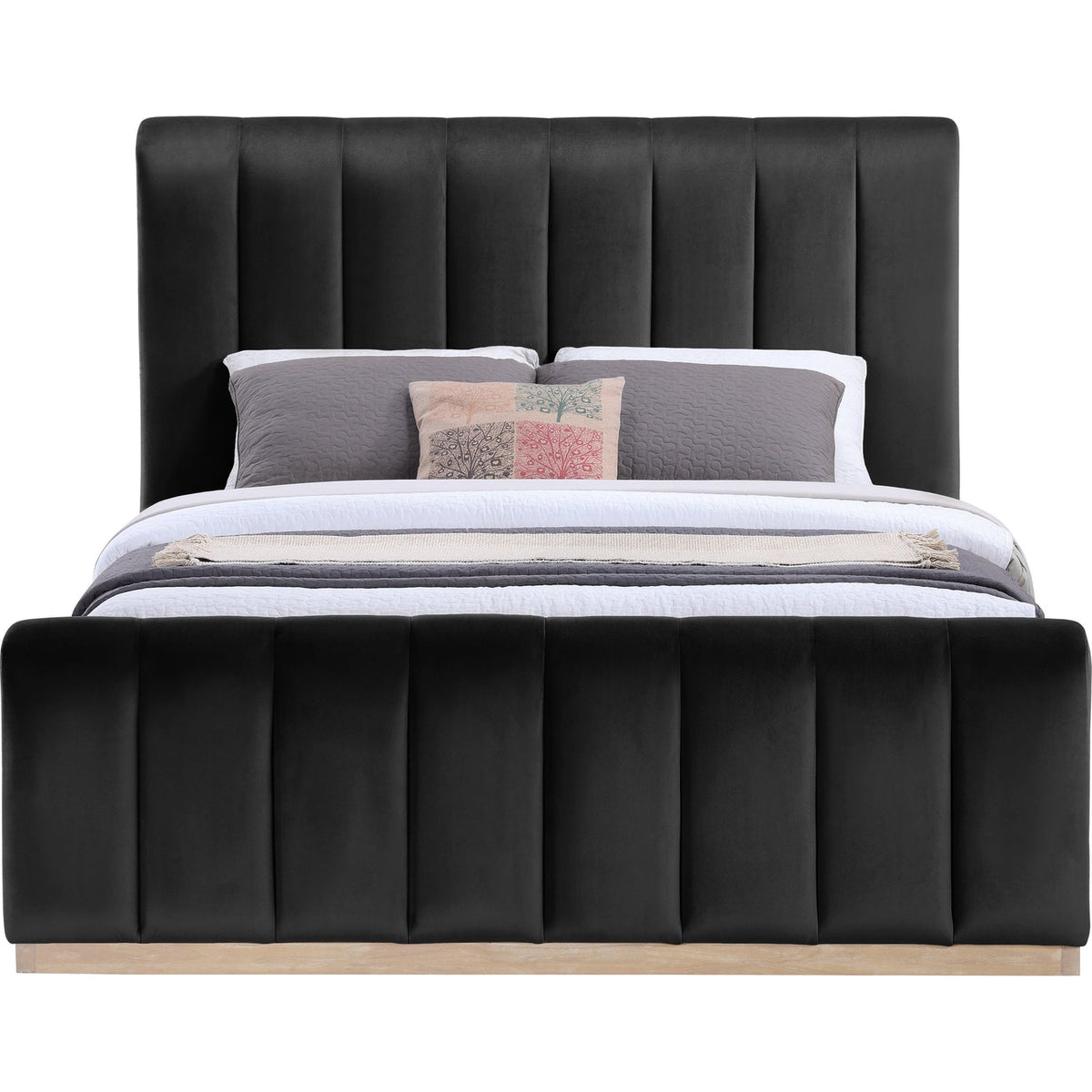Amara Black Velvet Upholstered Bed