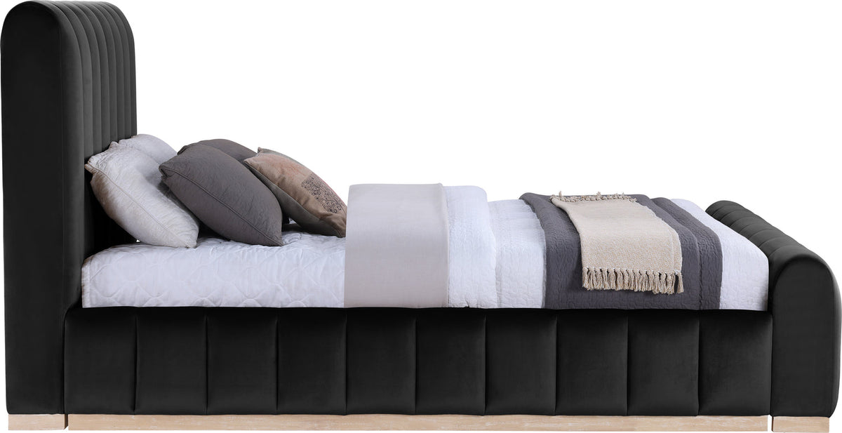 Amara Black Velvet Upholstered Bed