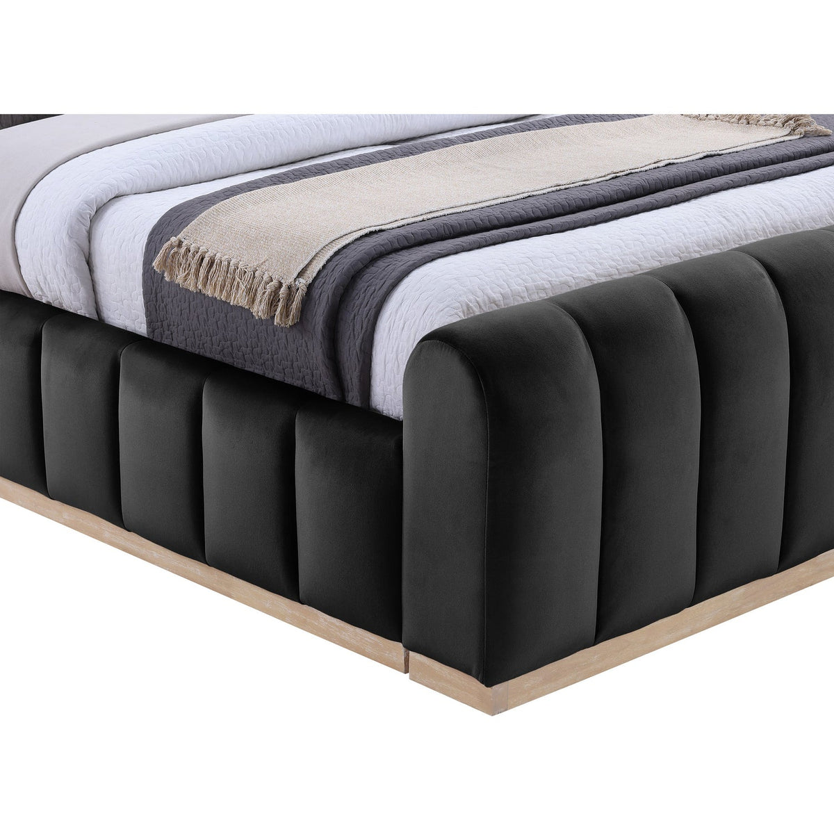 Amara Black Velvet Upholstered Bed