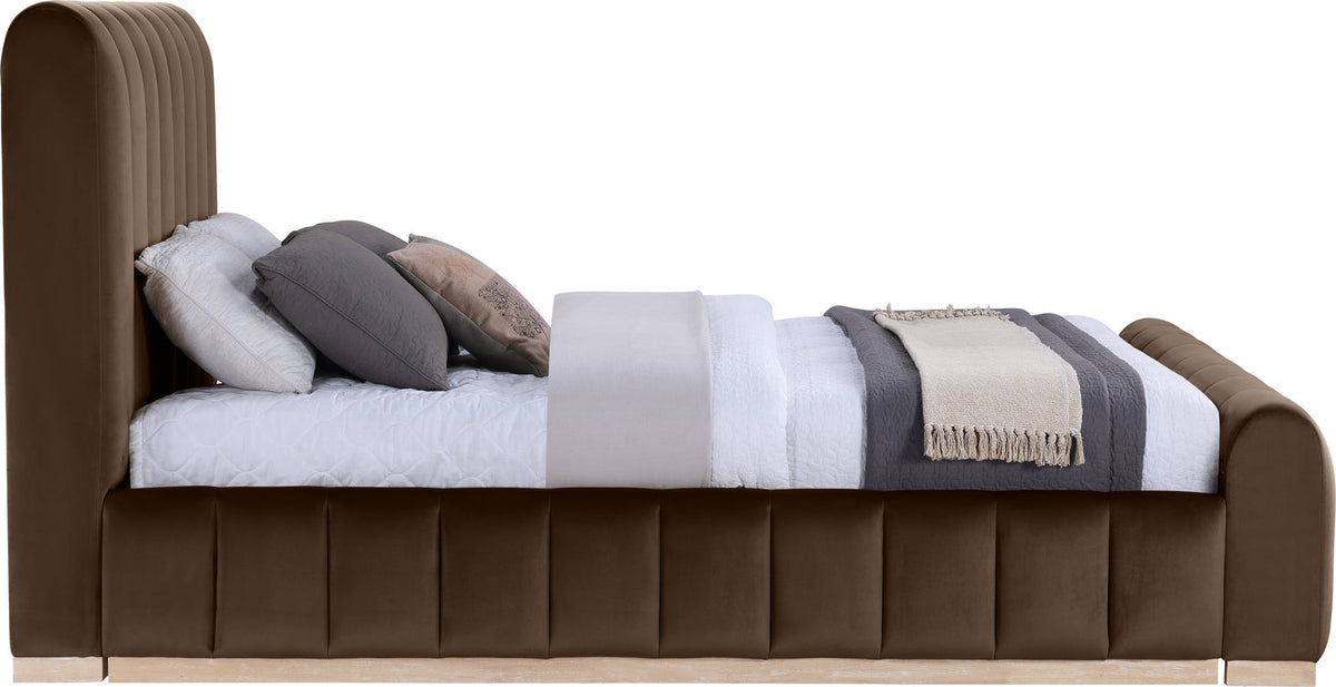 Amara Brown Velvet Upholstered Bed