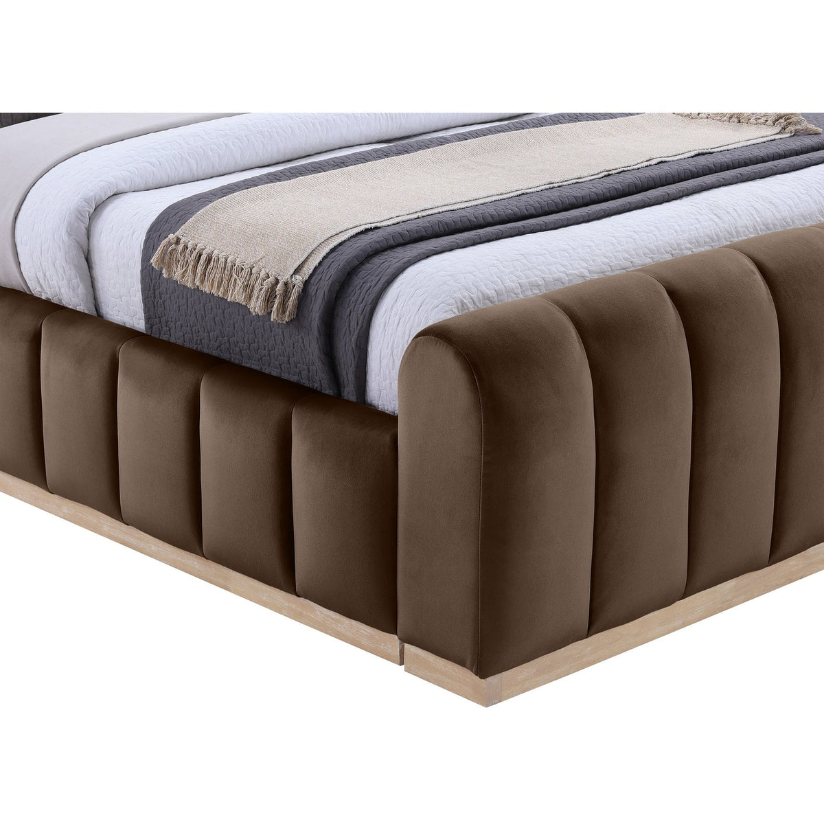 Amara Brown Velvet Upholstered Bed