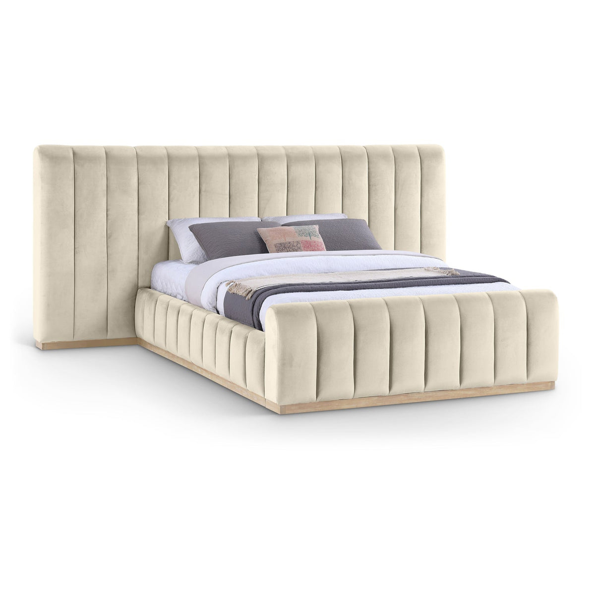 Amara Cream Velvet Upholstered Bed