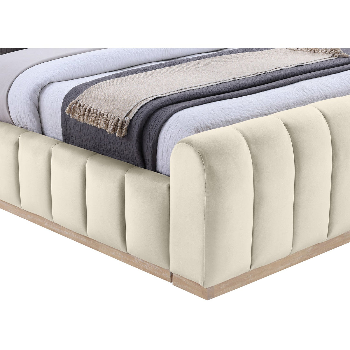 Amara Cream Velvet Upholstered Bed