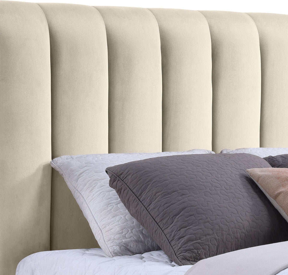 Amara Cream Velvet Upholstered Bed