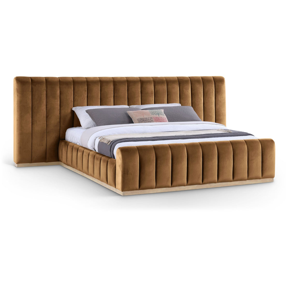 Amara Saddle Velvet Upholstered Bed