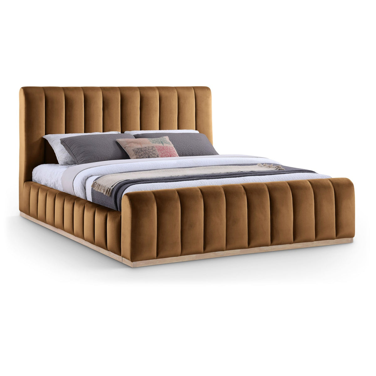 Amara Saddle Velvet Upholstered Bed