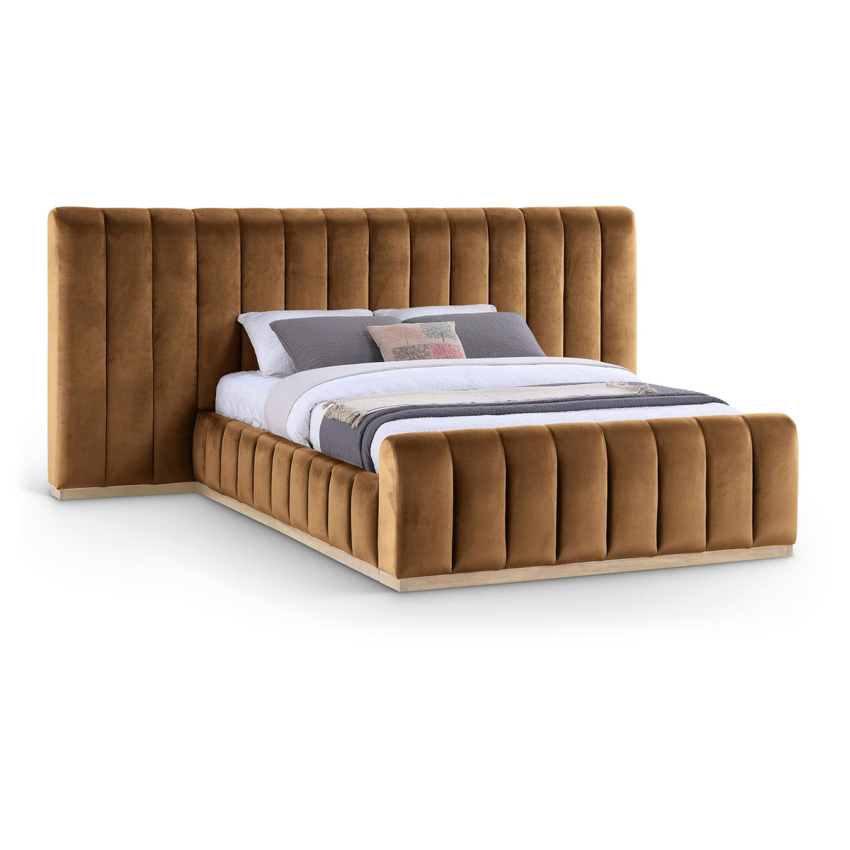 Amara Saddle Velvet Upholstered Bed
