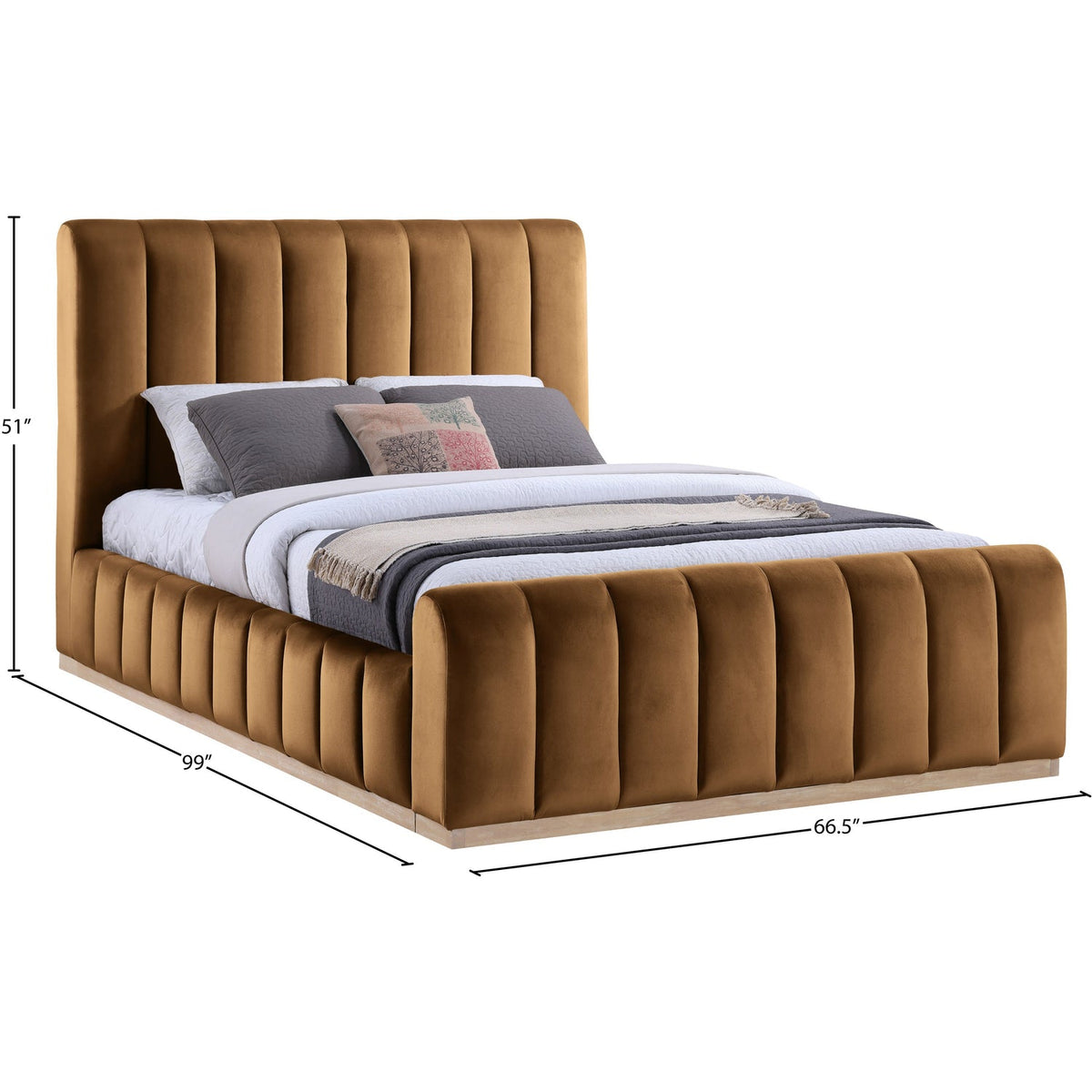 Amara Saddle Velvet Upholstered Bed