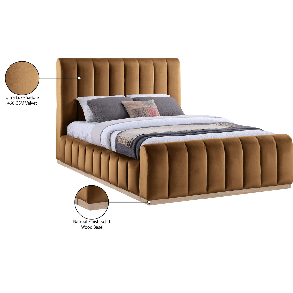 Amara Saddle Velvet Upholstered Bed