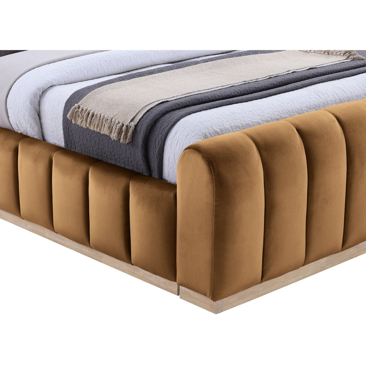 Amara Saddle Velvet Upholstered Bed