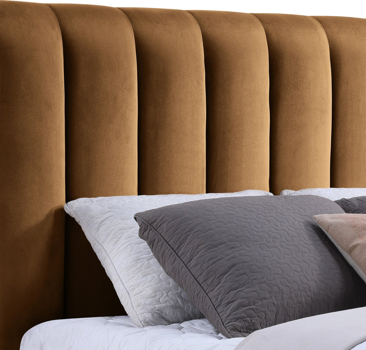 Amara Saddle Velvet Upholstered Bed