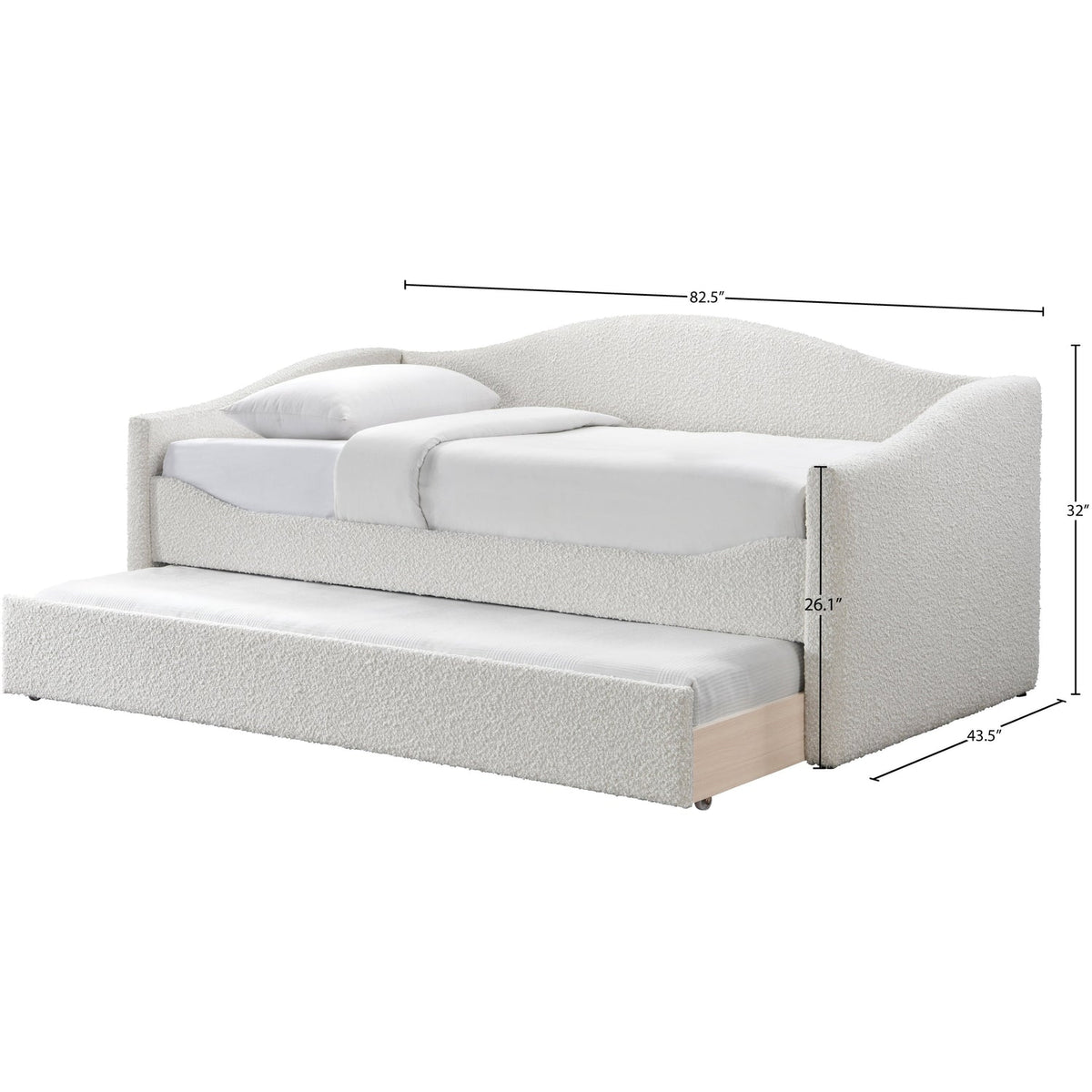 Arlo Cream Boucle Fabric Upholstered Twin Daybed