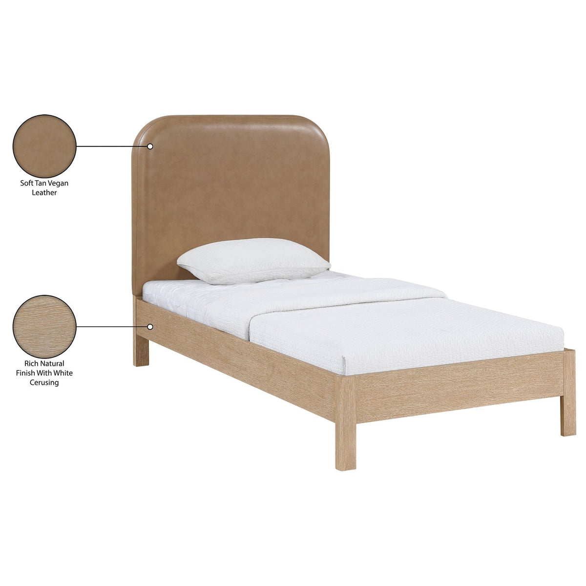 Caswell Natural Vegan Leather Upholstered Bed